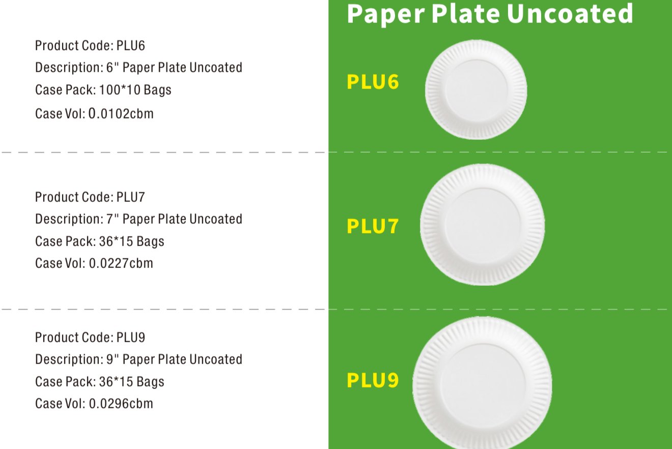 Uncoated Disposable Paper Plates
